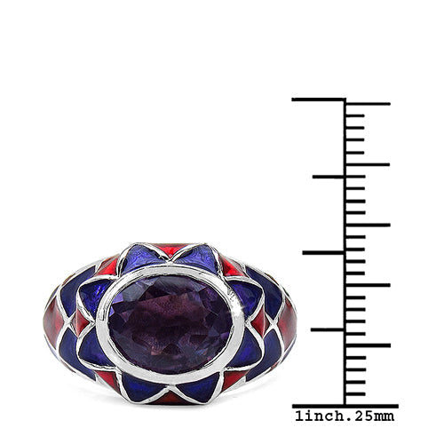 2.16 Carat Genuine Amethyst & White Diamond .925 Sterling Silver Ring Bids.com