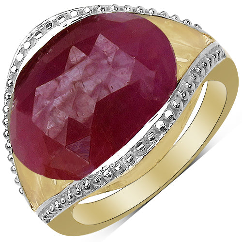 14K Yellow Gold Plated 9.29 Carat Genuine Pink Sapphire & White Diamond .925 Sterling Silver Ring Bids.com