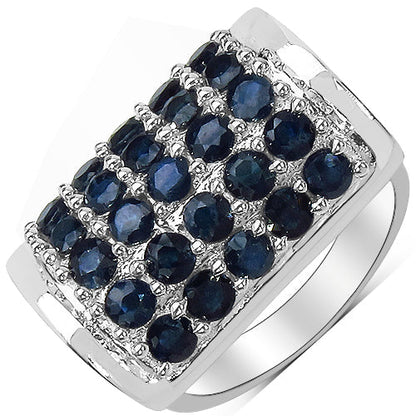 3.51 Carat Genuine Blue Sapphire & White Diamond .925 Sterling Silver Ring Bids.com