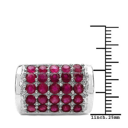 3.01 Carat Genuine Ruby & White Diamond .925 Sterling Silver Ring Bids.com