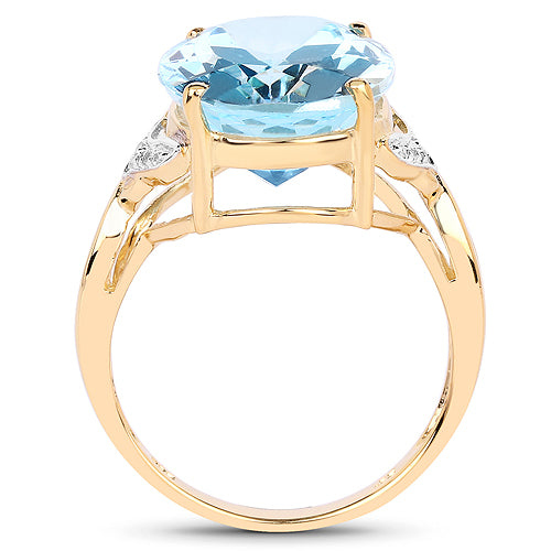 14K Yellow Gold Plated 11.32 Carat Genuine Blue Topaz and White Topaz .925 Sterling Silver Ring Bids.com