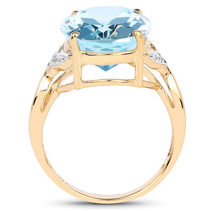 14K Yellow Gold Plated 11.32 Carat Genuine Blue Topaz and White Topaz .925 Sterling Silver Ring Bids.com