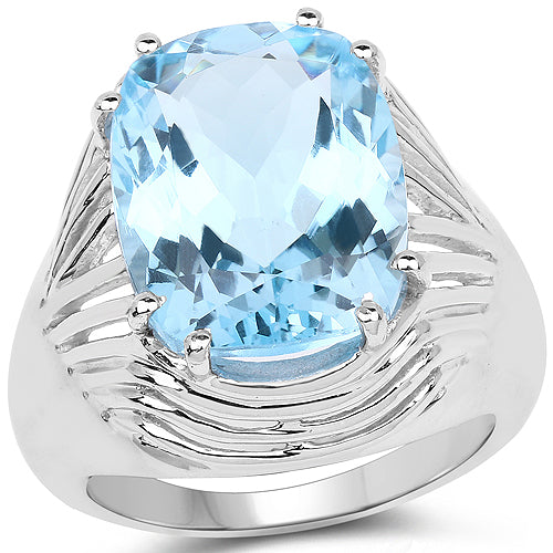 12.10 Carat Genuine Blue Topaz .925 Sterling Silver Ring Bids.com