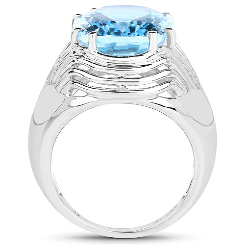 12.10 Carat Genuine Blue Topaz .925 Sterling Silver Ring Bids.com