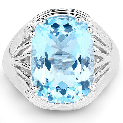 12.10 Carat Genuine Blue Topaz .925 Sterling Silver Ring Bids.com