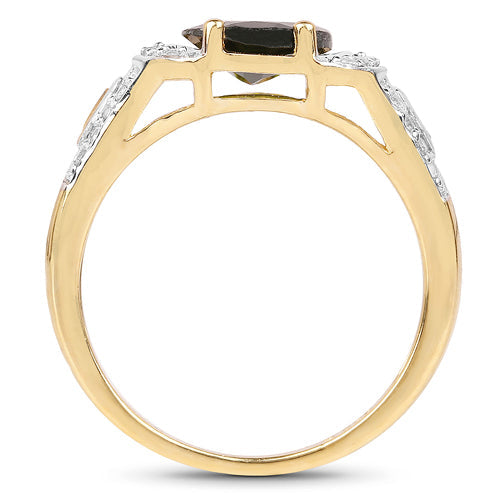 18K Yellow Gold Plated 2.79 Carat Genuine Chrome Diopside & White Topaz .925 Sterling Silver Ring Bids.com