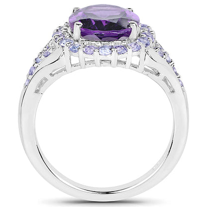 5.90 Carat Genuine Amethyst and Tanzanite .925 Sterling Silver Ring Bids.com