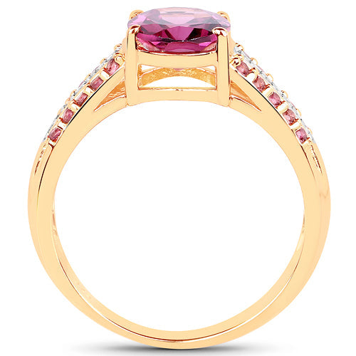 14K Yellow Gold Plated 3.32 Carat Genuine Rhodolite and White Topaz .925 Sterling Silver Ring Bids.com