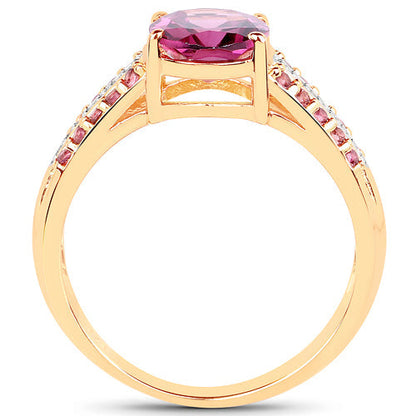 14K Yellow Gold Plated 3.32 Carat Genuine Rhodolite and White Topaz .925 Sterling Silver Ring Bids.com