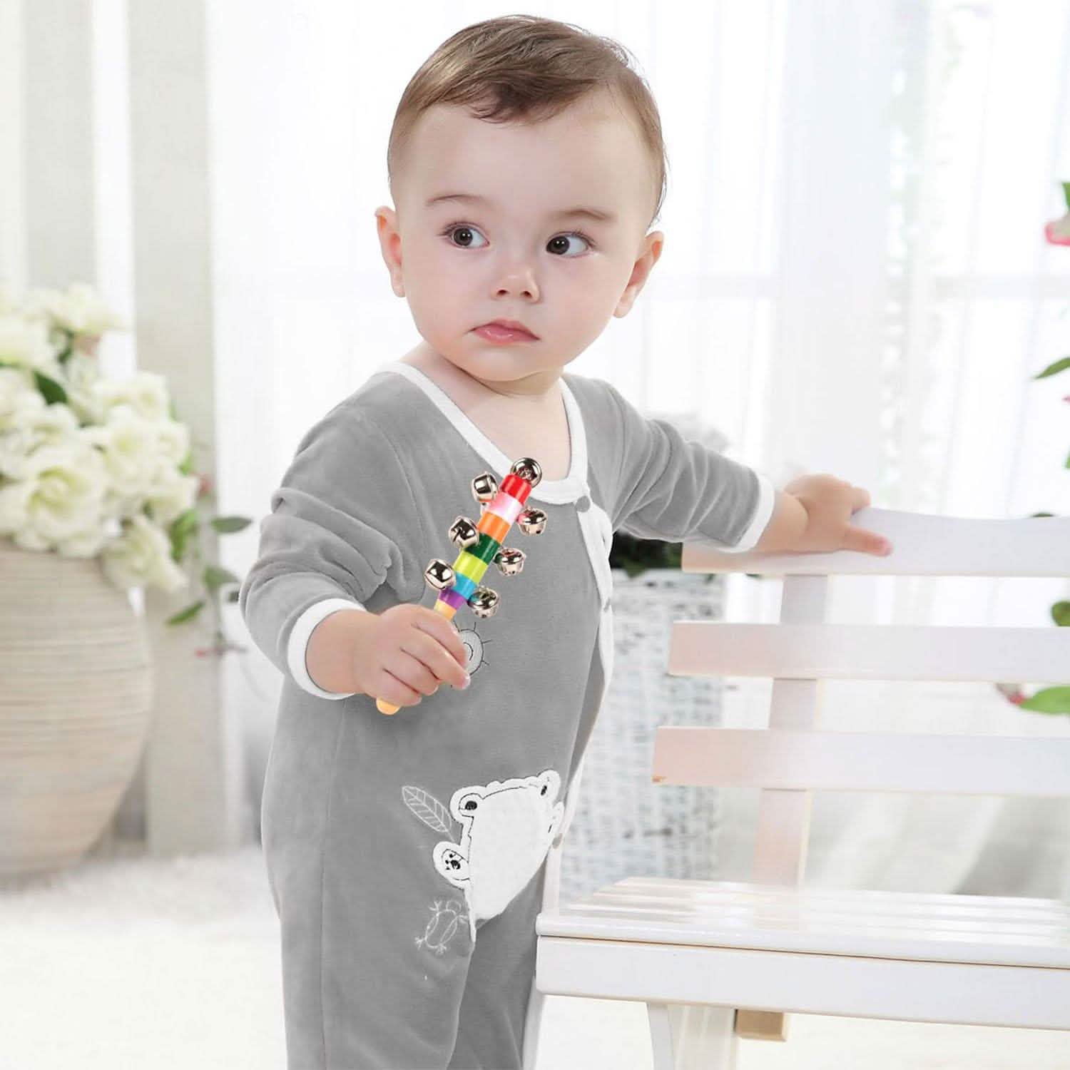 Rainbow Color Wooden Handbell Pram Rattle DailySale