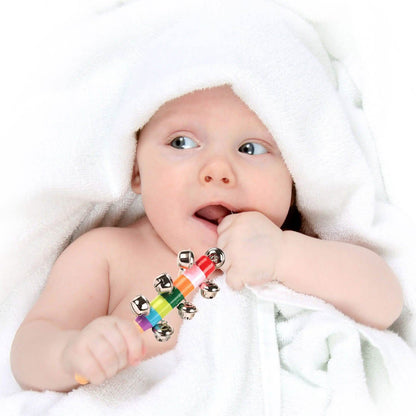 Rainbow Color Wooden Handbell Pram Rattle DailySale