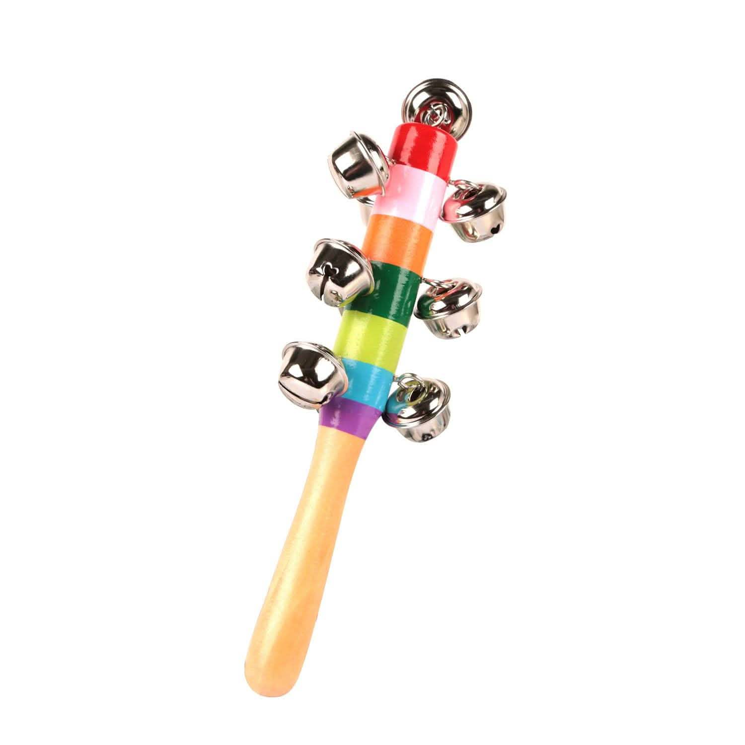 Rainbow Color Wooden Handbell Pram Rattle DailySale