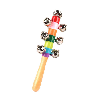 Rainbow Color Wooden Handbell Pram Rattle DailySale