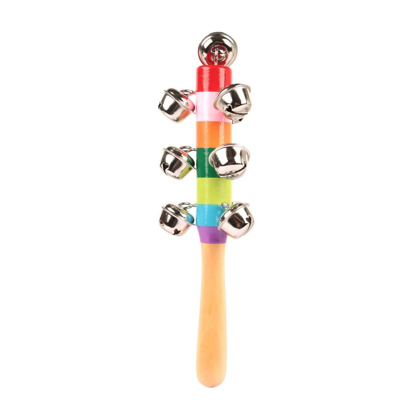 Rainbow Color Wooden Handbell Pram Rattle DailySale