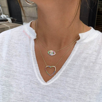 Rainbow CZ Eye Necklace DailySale