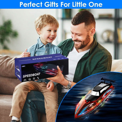 RC Boat with Colorful LED Light 10KM/H DailySale