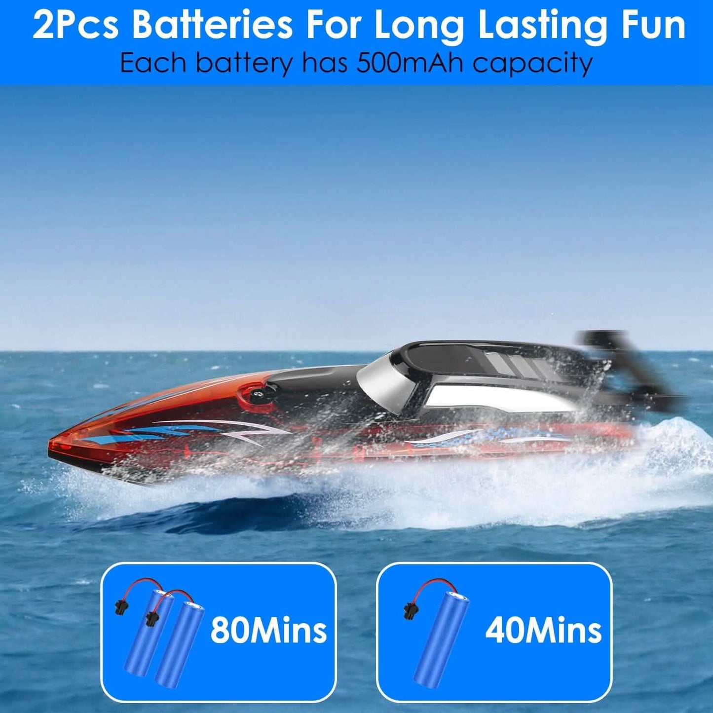 RC Boat with Colorful LED Light 10KM/H DailySale