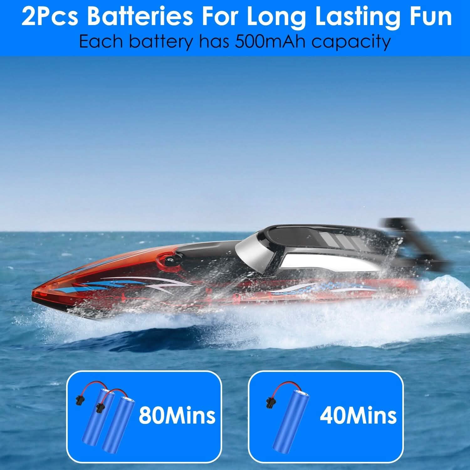 RC Boat with Colorful LED Light 10KM/H DailySale