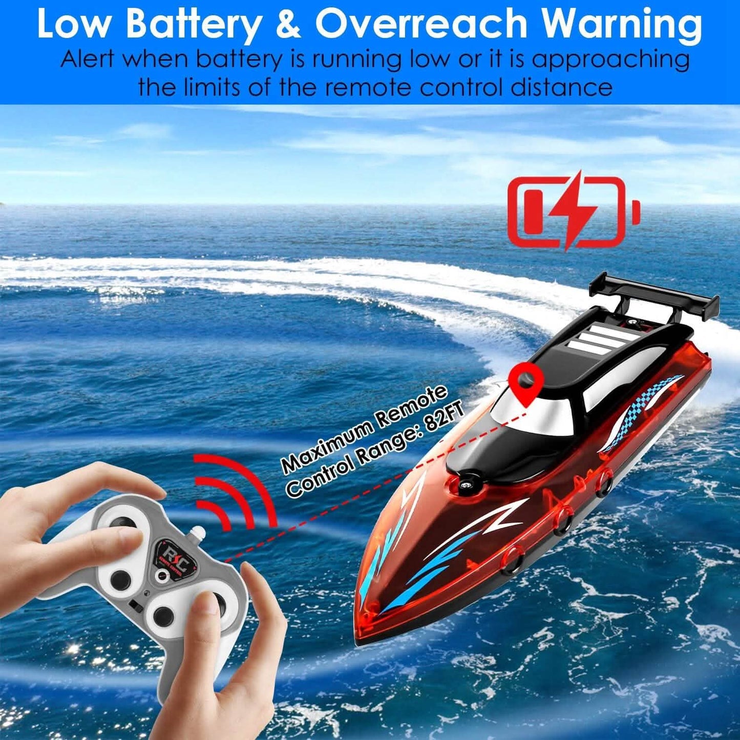 RC Boat with Colorful LED Light 10KM/H DailySale