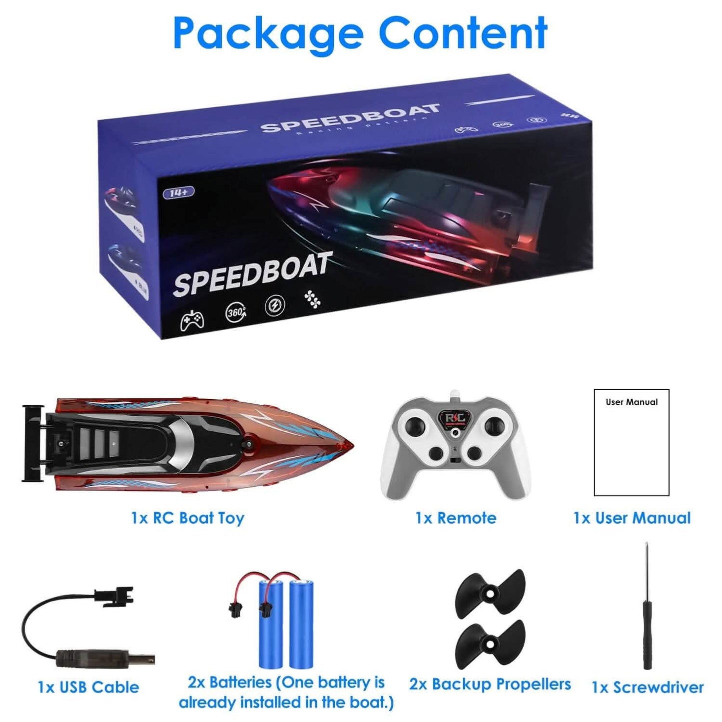 RC Boat with Colorful LED Light 10KM/H DailySale