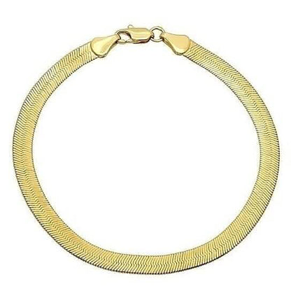 Real Gold Filled High Polish Finsh Magic/snake Chain Bracelet Flat Herringbone DailySale