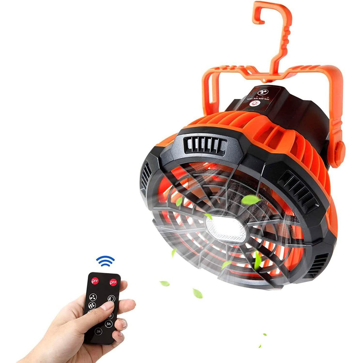 Rechargeable Camping Fan with LED Lantern with IR Remote DailySale