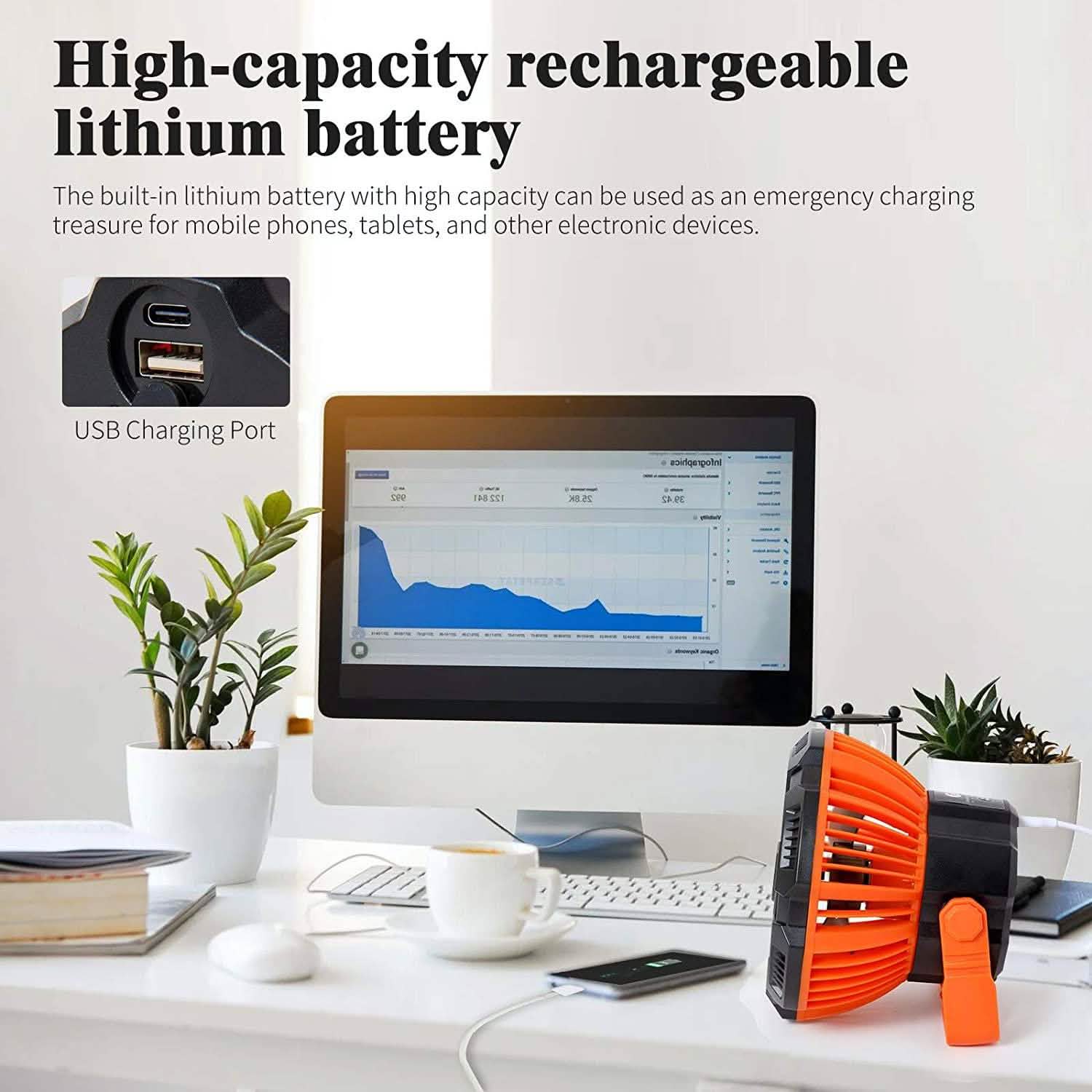 Rechargeable Camping Fan with LED Lantern with IR Remote DailySale