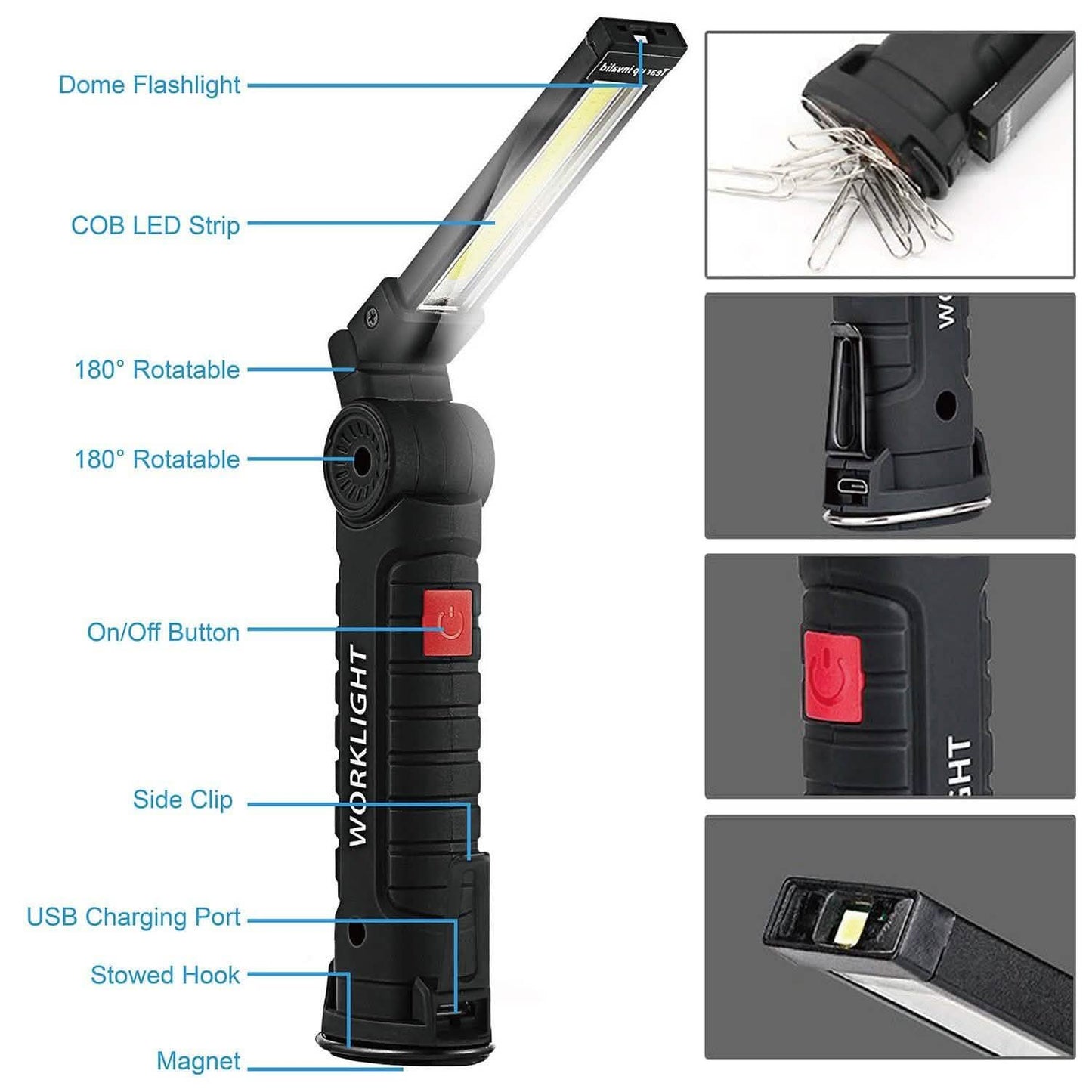 Rechargeable COB LED Slim Work Folding Light DailySale