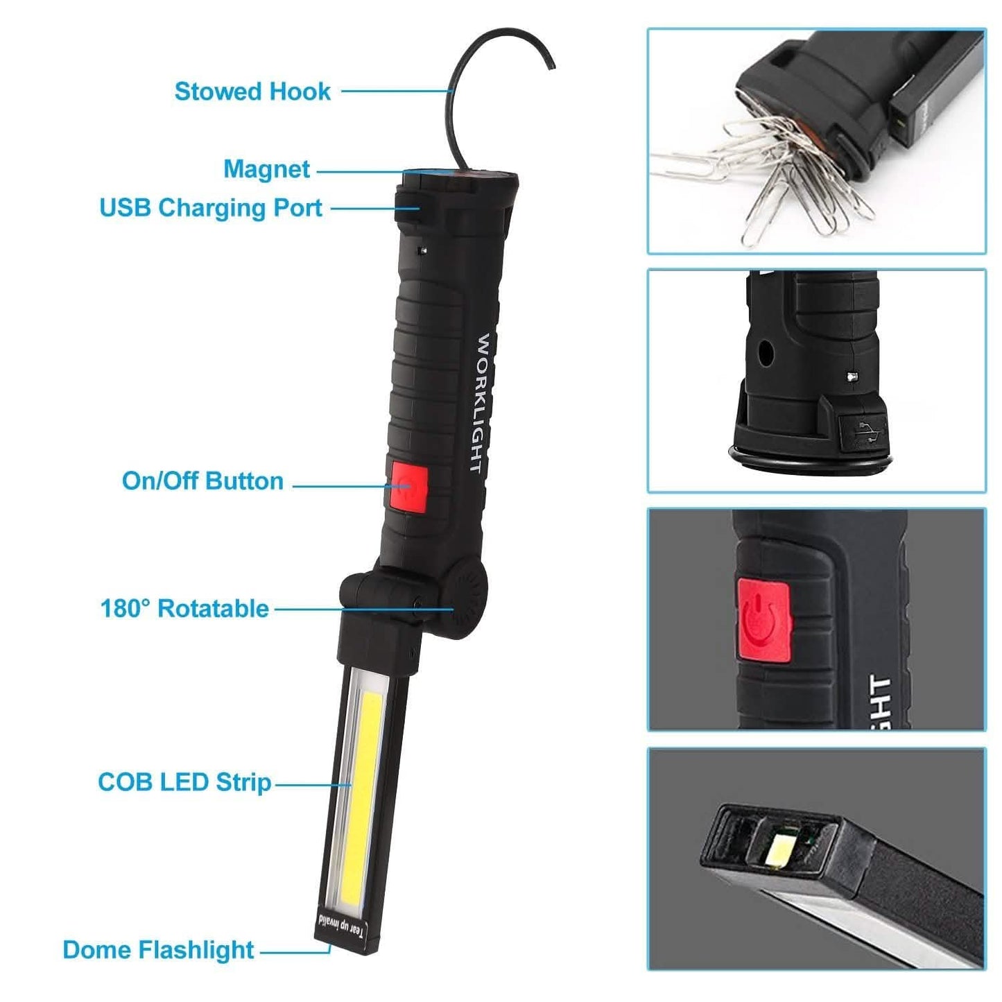 Rechargeable COB LED Slim Work Folding Light DailySale