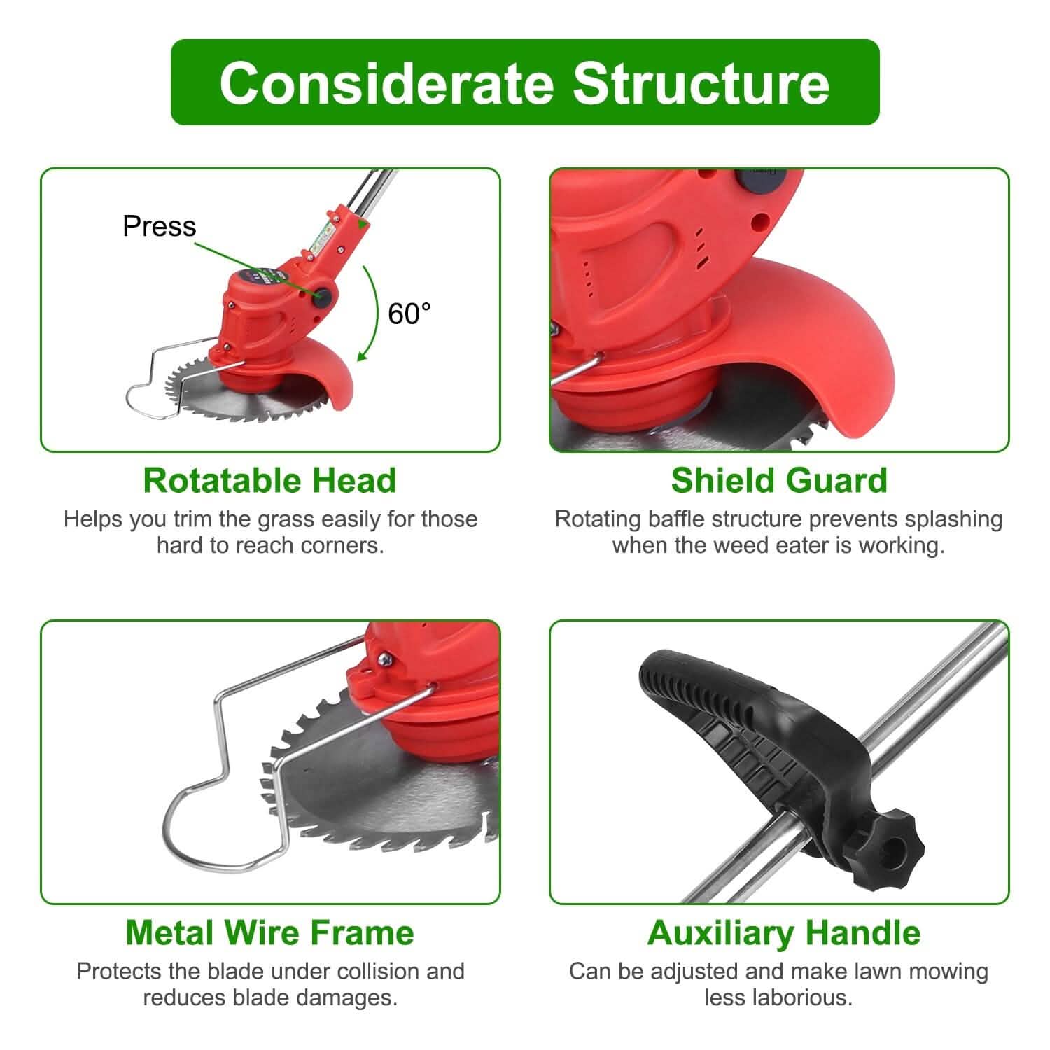 Rechargeable Electric Cordless Grass Trimmer with Alloy Saw Blade DailySale