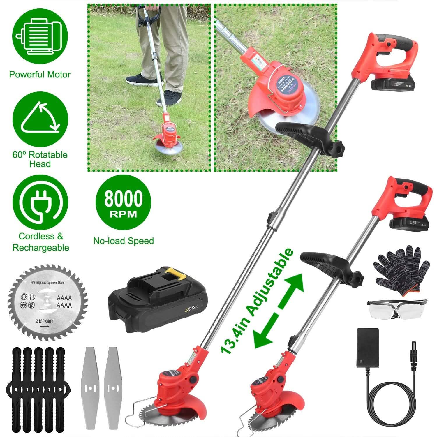 Rechargeable Electric Cordless Grass Trimmer with Alloy Saw Blade DailySale
