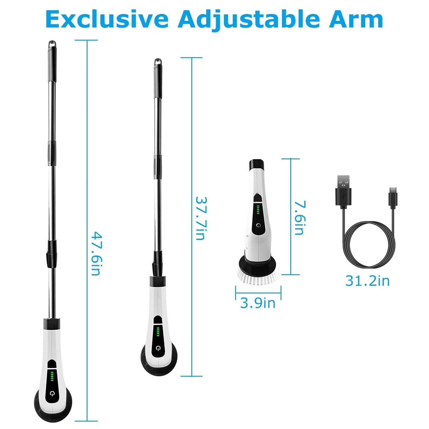 Rechargeable Electric Spin Scrubber 8 Brush Replaceable Heads 2 Speed DailySale