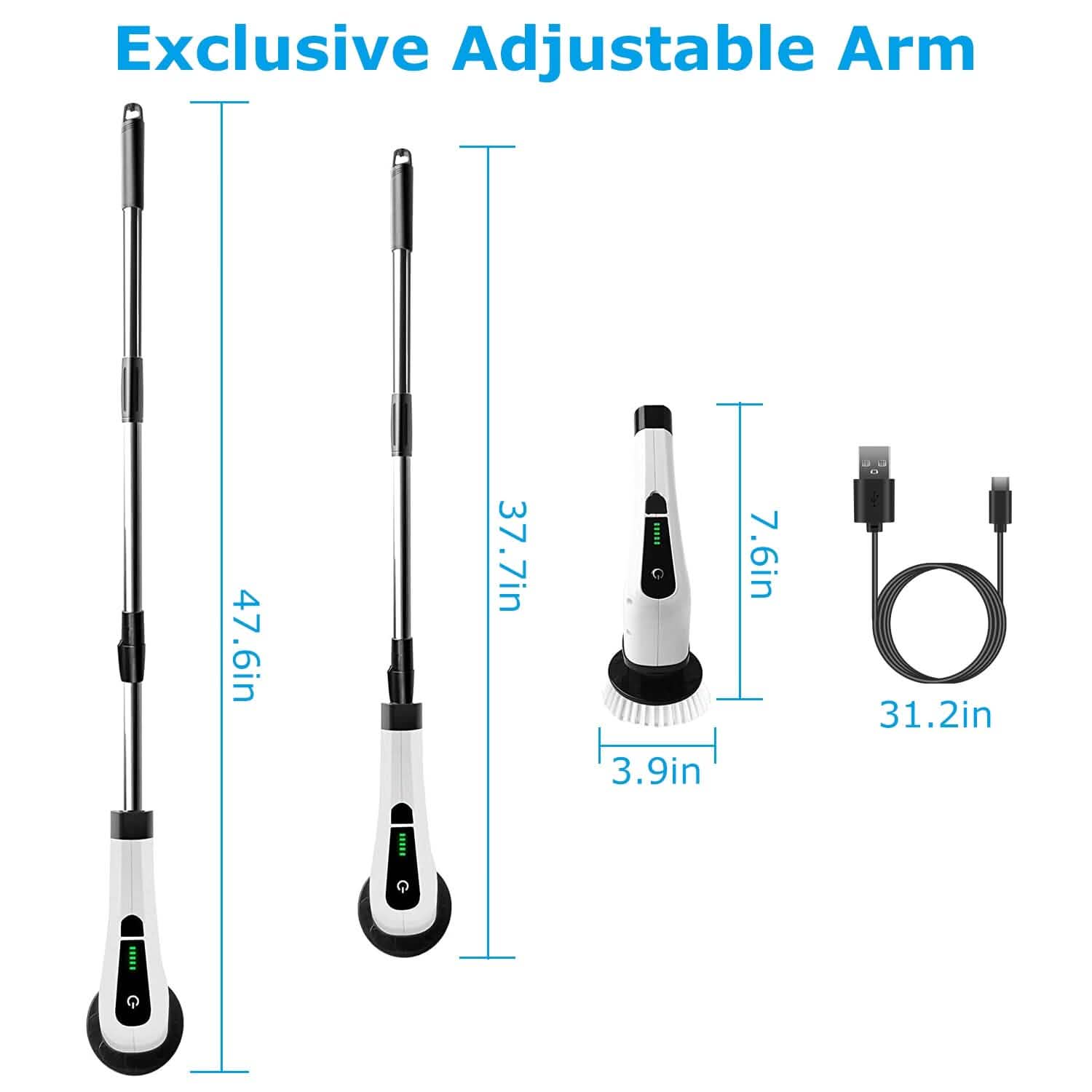 Rechargeable Electric Spin Scrubber 8 Brush Replaceable Heads 2 Speed DailySale