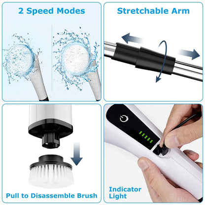 Rechargeable Electric Spin Scrubber 8 Brush Replaceable Heads 2 Speed DailySale