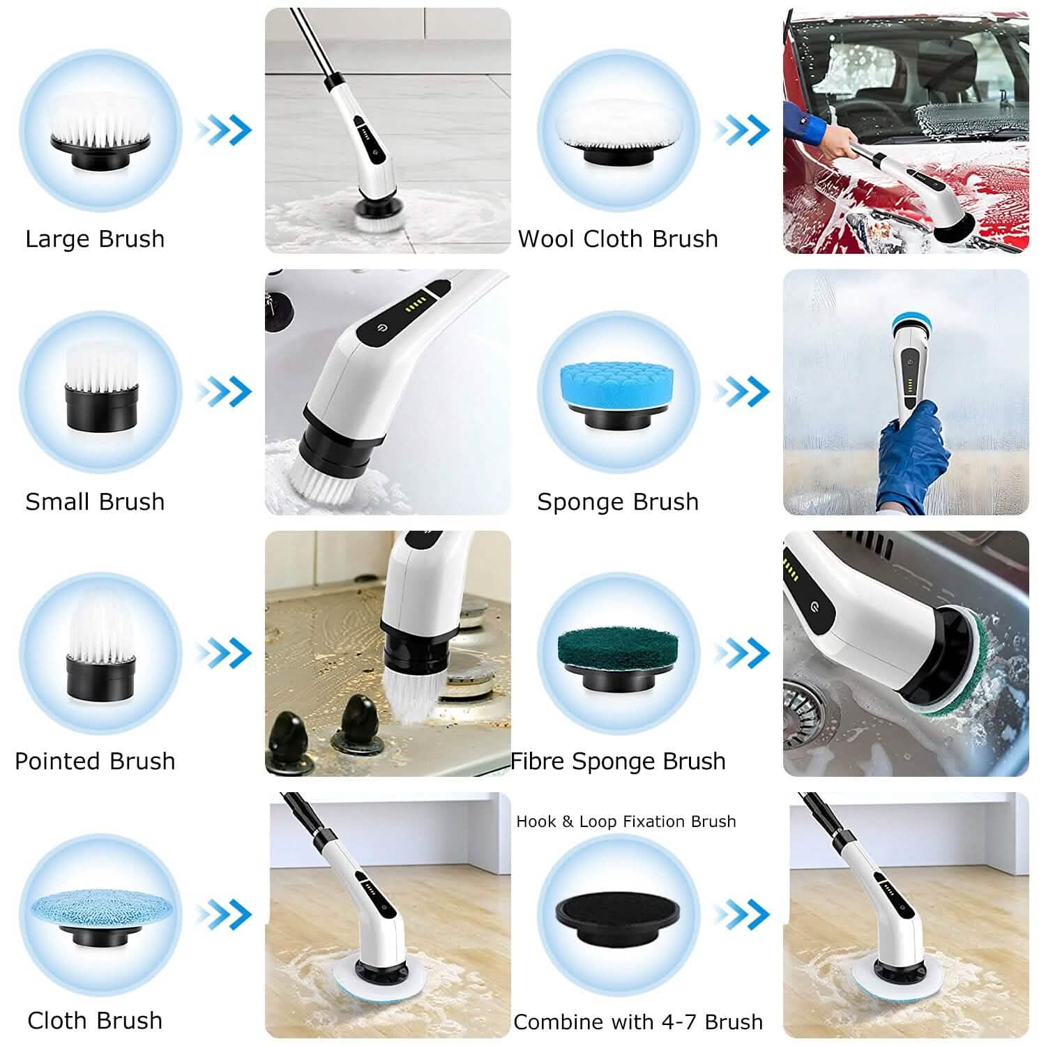 Rechargeable Electric Spin Scrubber 8 Brush Replaceable Heads 2 Speed DailySale