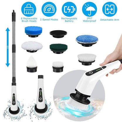 Rechargeable Electric Spin Scrubber 8 Brush Replaceable Heads 2 Speed DailySale