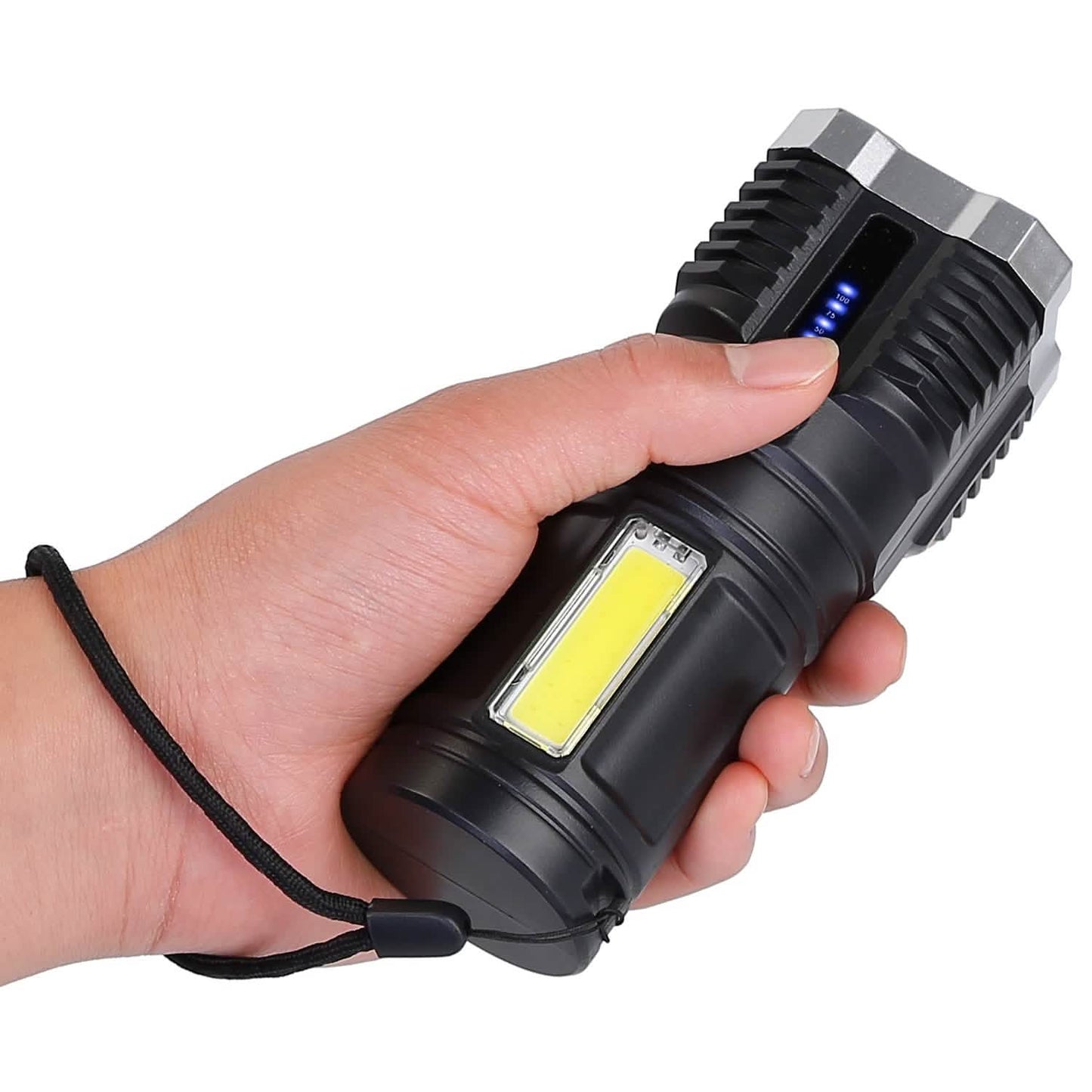 Rechargeable Flashlight LED Floodlight Torch with Strap Super Bright Flashlight DailySale