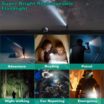 Rechargeable Flashlight LED Floodlight Torch with Strap Super Bright Flashlight DailySale