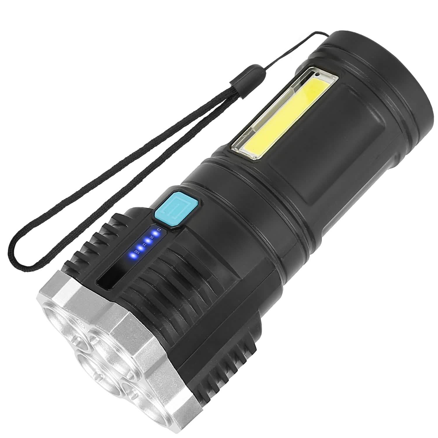 Rechargeable Flashlight LED Floodlight Torch with Strap Super Bright Flashlight DailySale