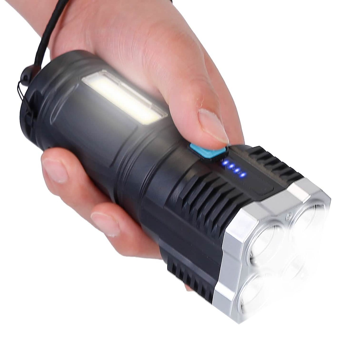 Rechargeable Flashlight LED Floodlight Torch with Strap Super Bright Flashlight DailySale