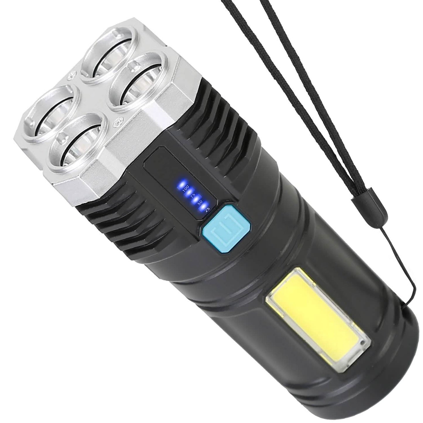 Rechargeable Flashlight LED Floodlight Torch with Strap Super Bright Flashlight DailySale