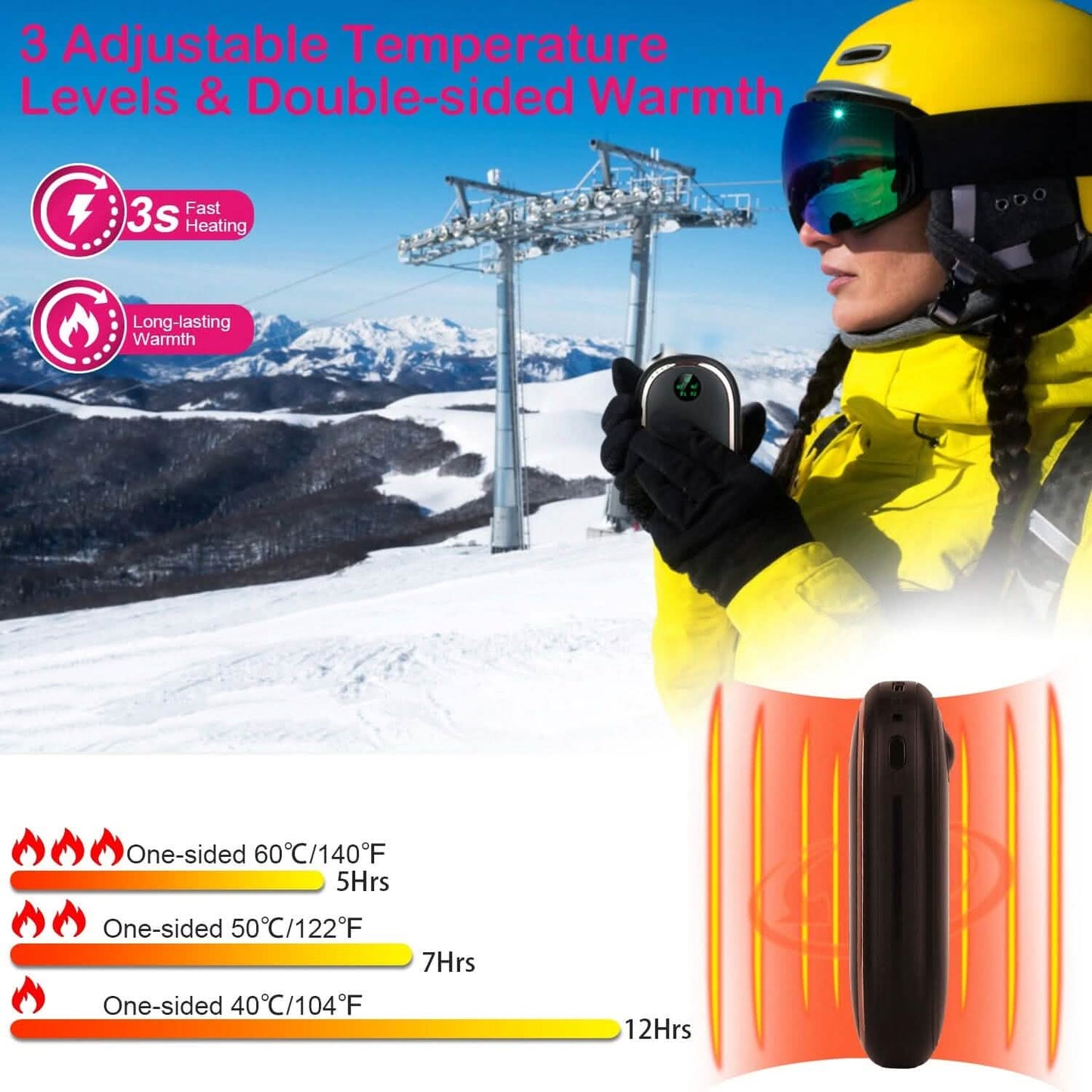 Rechargeable Hand Heater Pocket Warmer Power Bank with Digital Display DailySale