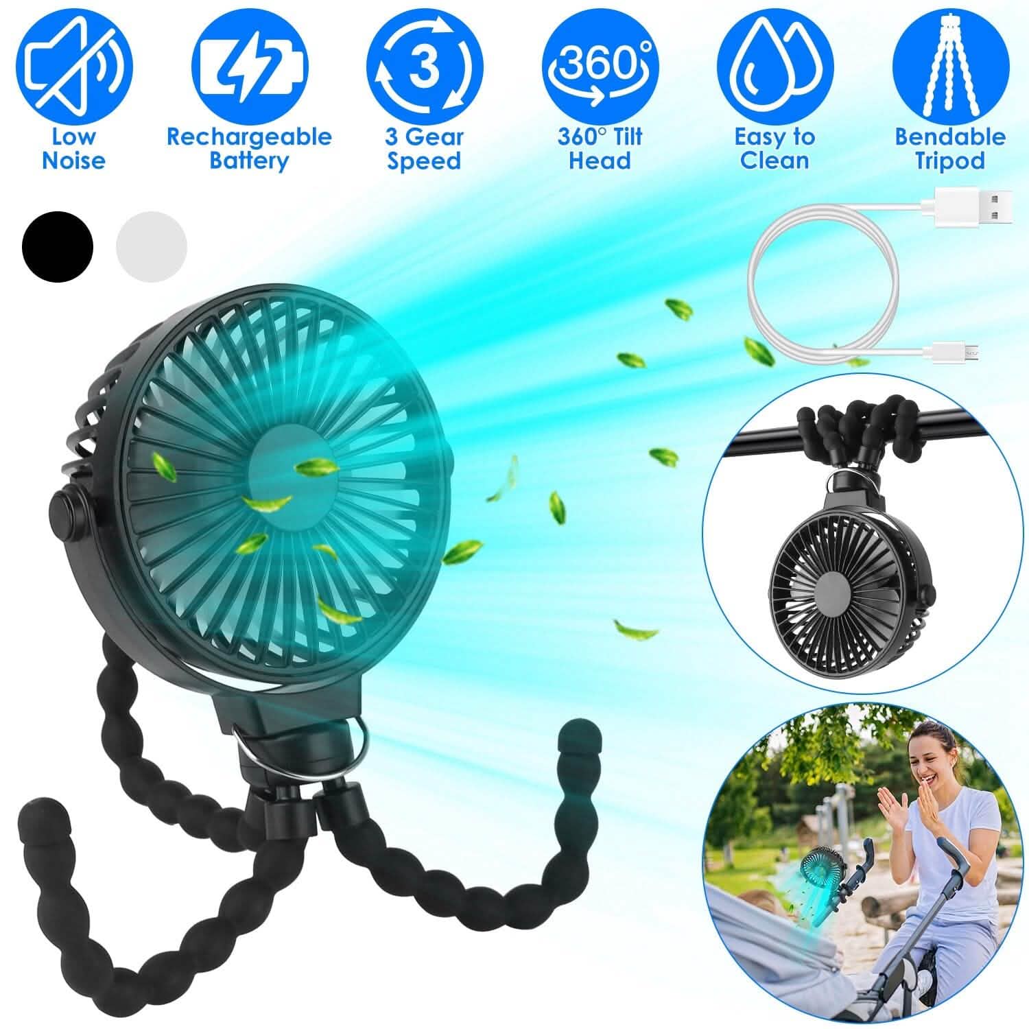 Rechargeable Handheld Fan with Flexible Tripod DailySale