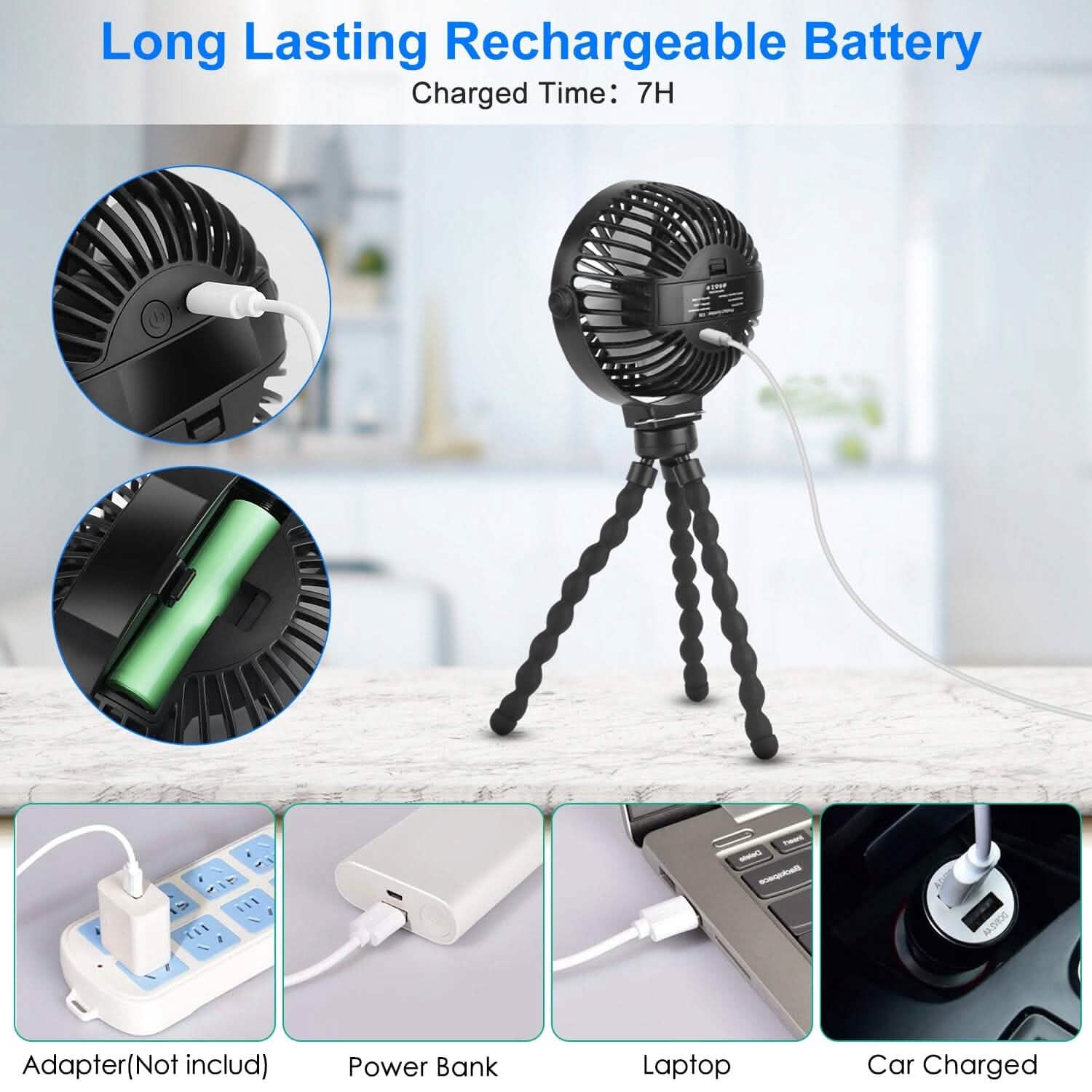 Rechargeable Handheld Fan with Flexible Tripod DailySale