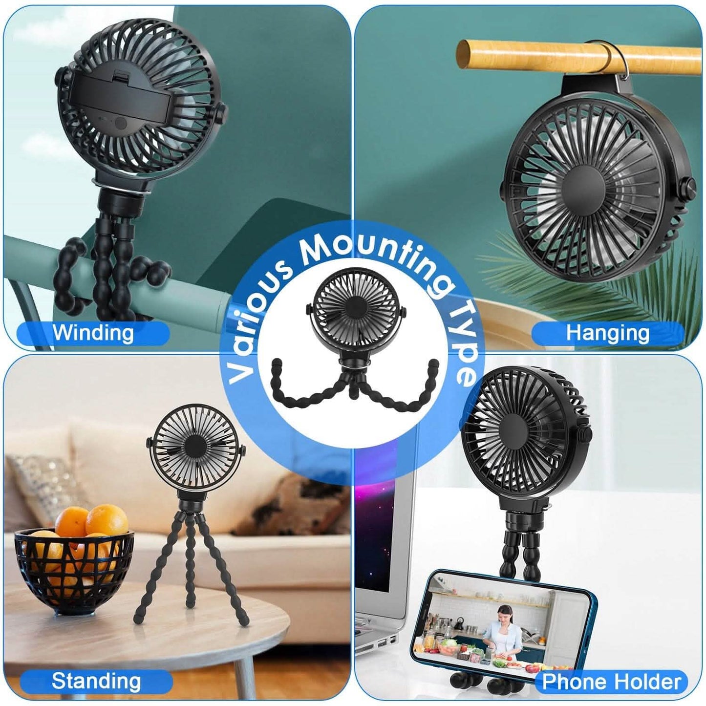 Rechargeable Handheld Fan with Flexible Tripod DailySale