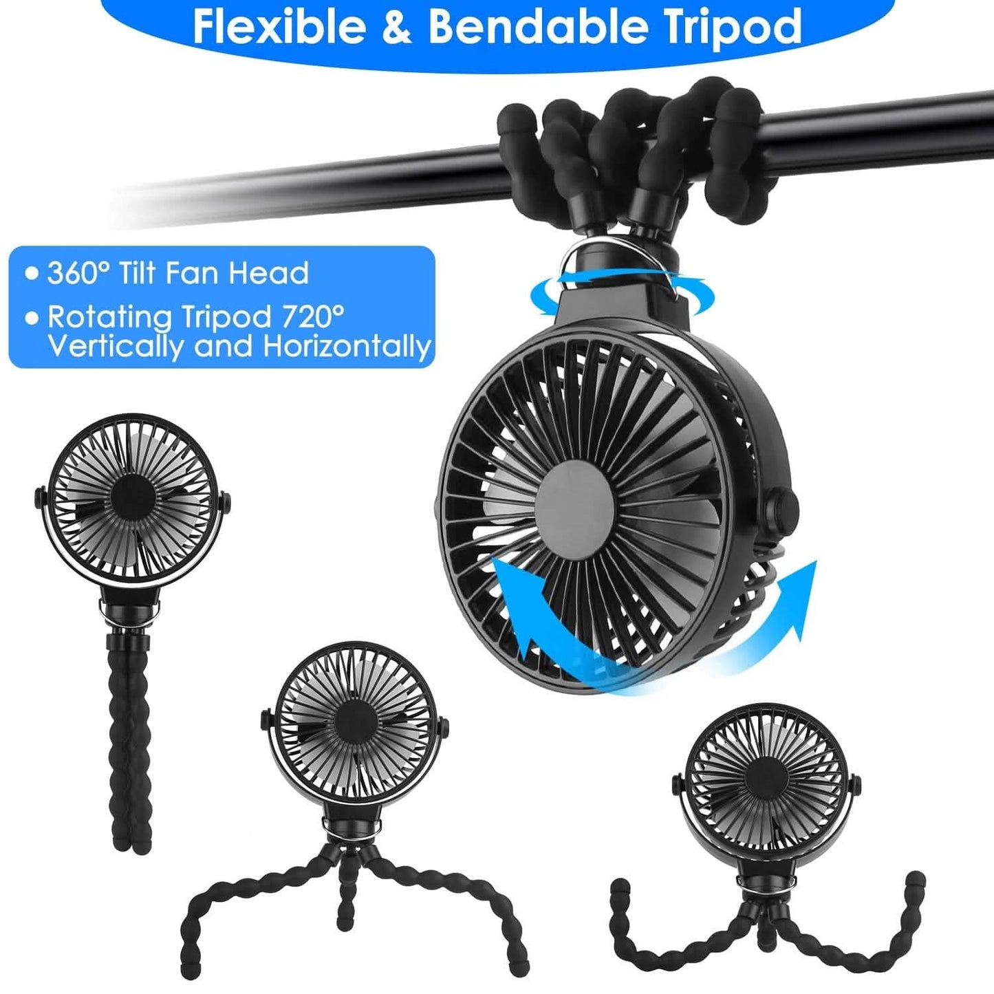 Rechargeable Handheld Fan with Flexible Tripod DailySale