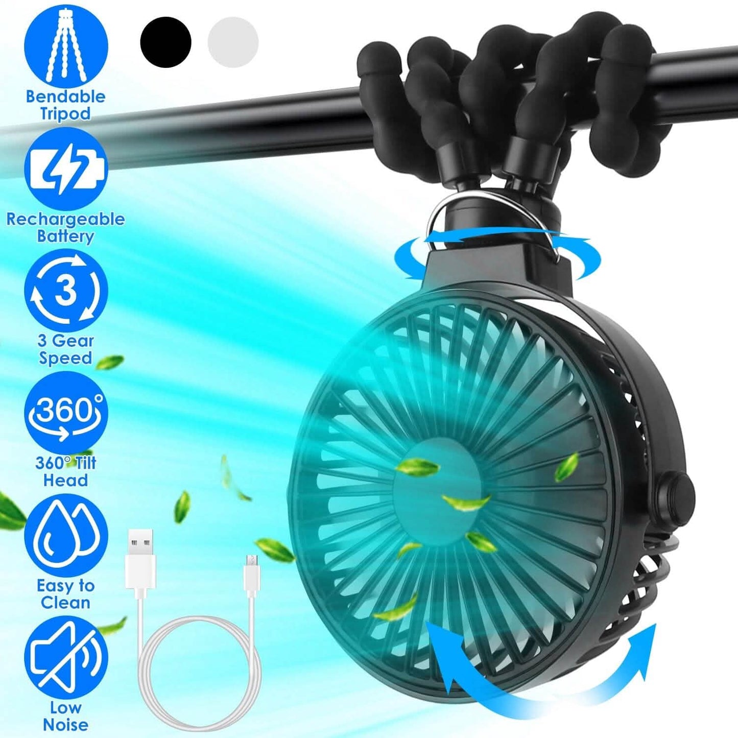 Rechargeable Handheld Fan with Flexible Tripod DailySale