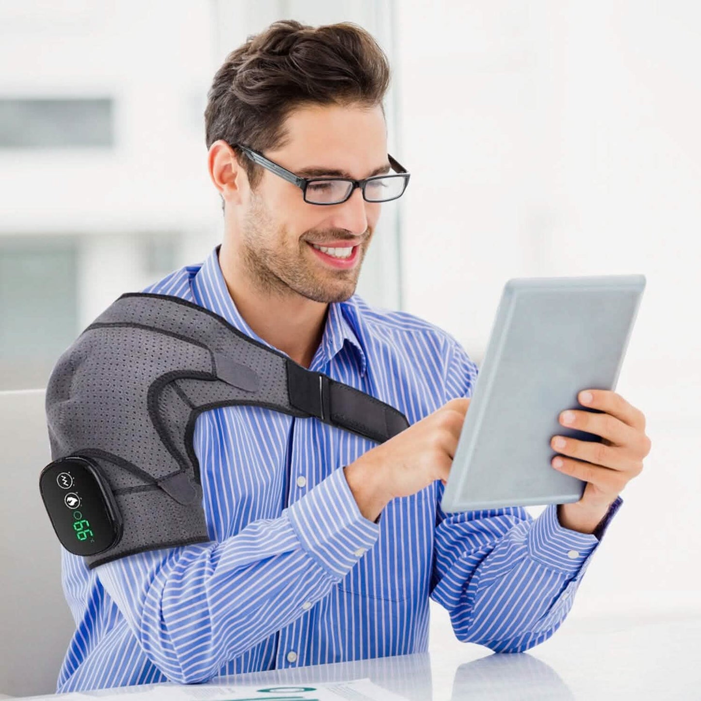 Rechargeable Heated Shoulder Wrap Massager Shoulder Brace Support with 3 Heating Levels DailySale