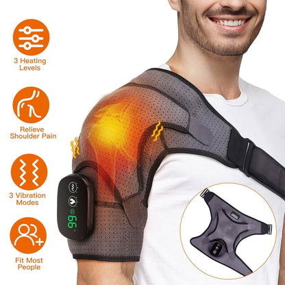 Rechargeable Heated Shoulder Wrap Massager Shoulder Brace Support with 3 Heating Levels DailySale