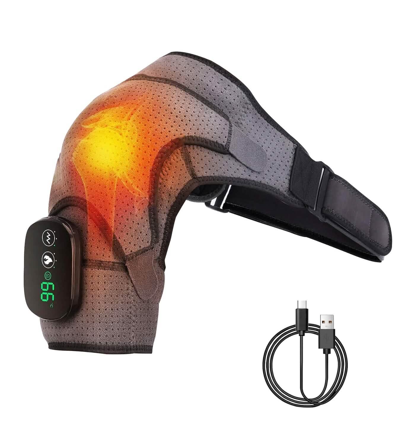 Rechargeable Heated Shoulder Wrap Massager Shoulder Brace Support with 3 Heating Levels DailySale